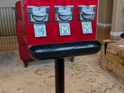 Red 3-Column Vending Machine - Bulk Candy/Gumball Dispenser with Stand