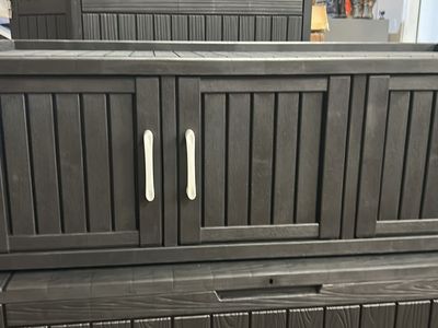 Dark Gray Resin Outdoor Storage Cabinet with Shelves