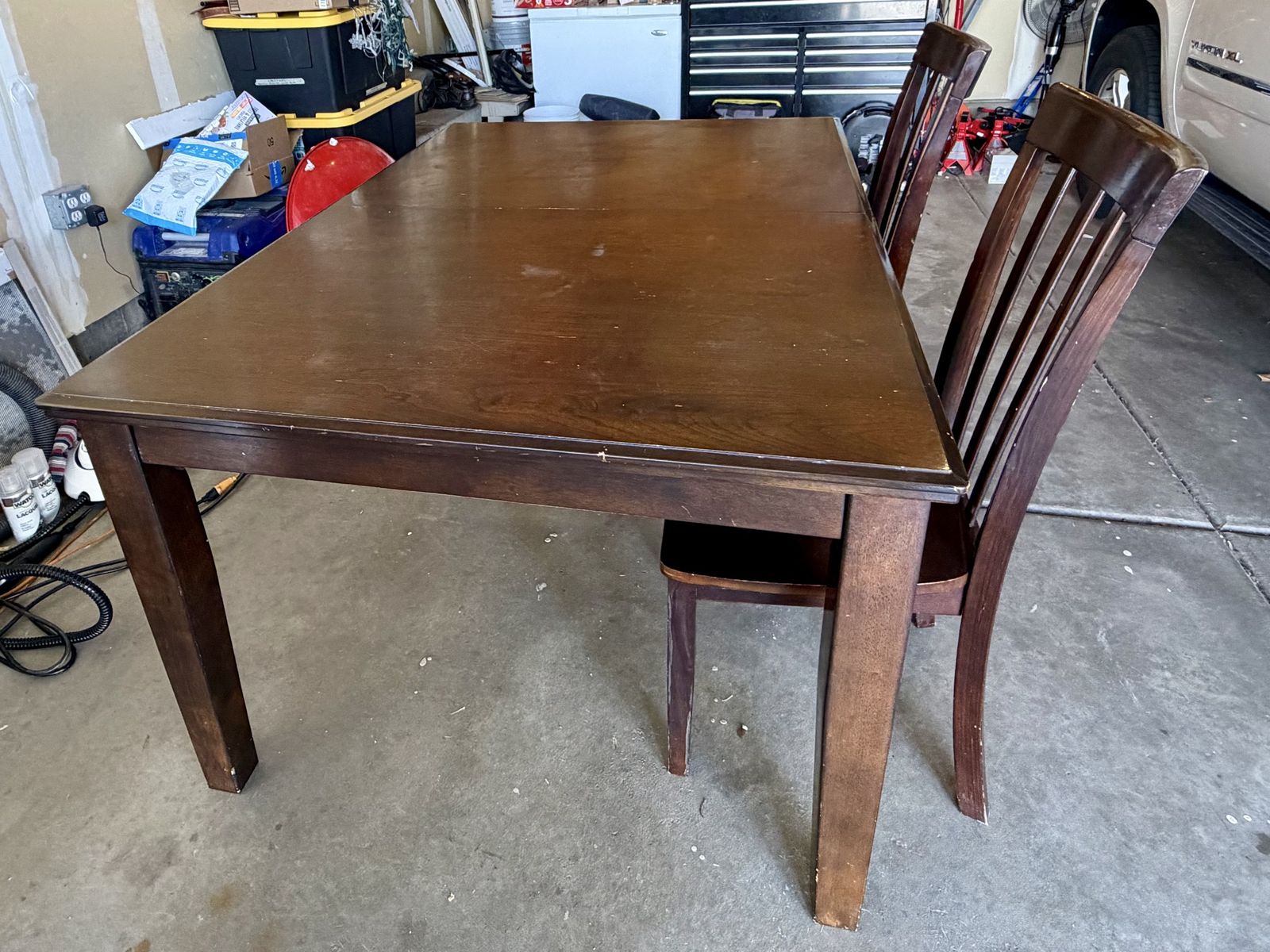 Solid Wood Dining Table + 2 Matching Chairs