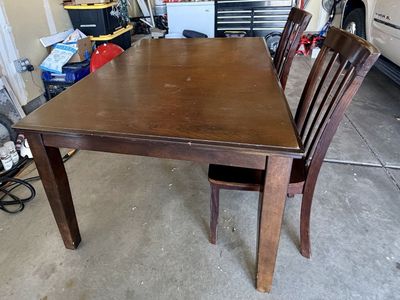 Solid Wood Dining Table + 2 Matching Chairs