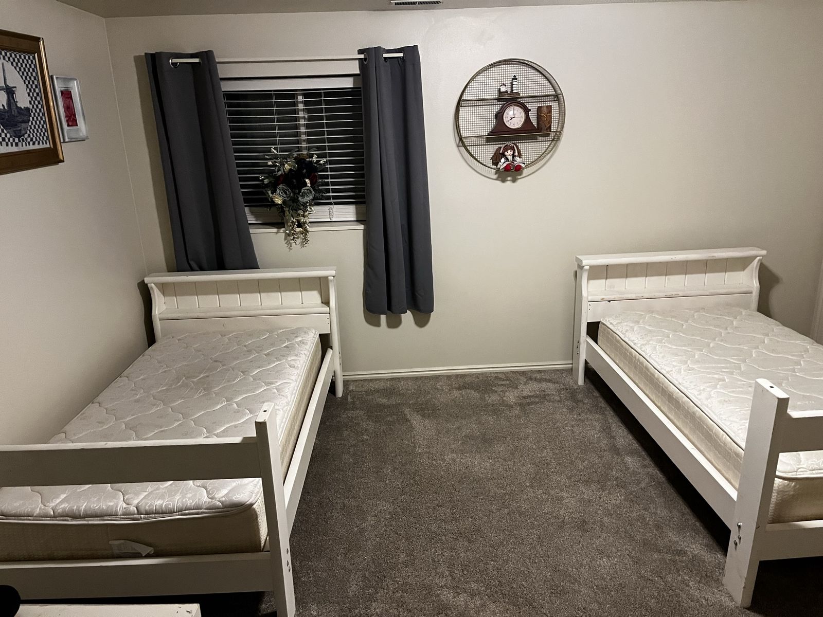 White Twin Size Bed Frame with Slat Base - Used Condition