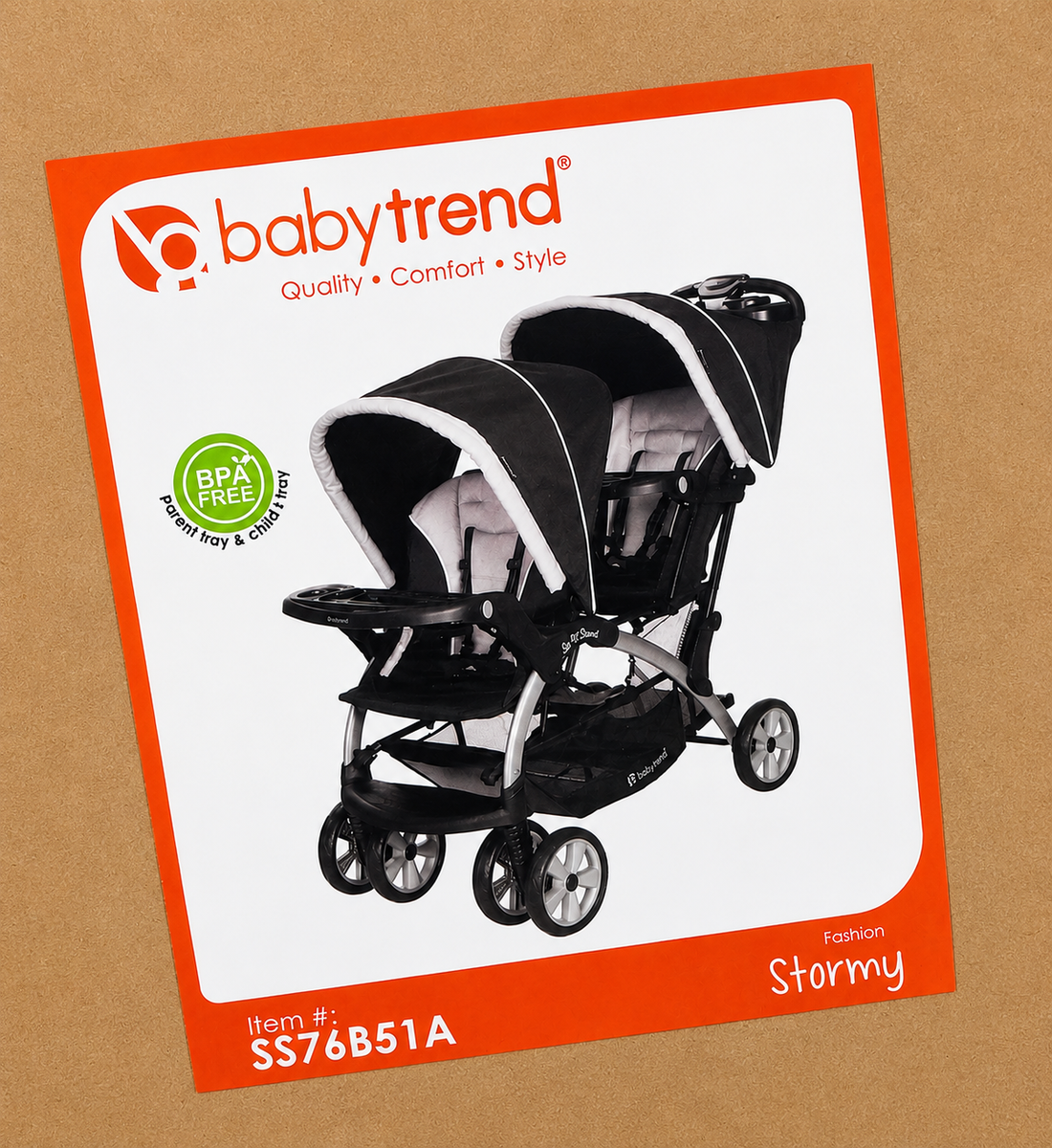 Brand New Baby Trend Sit N' Stand Double Stroller – Stormy