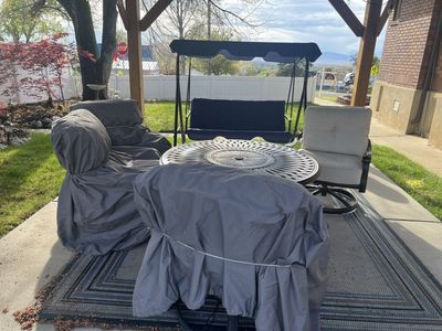 Beautiful Patio Set With Seat Covers & Swing