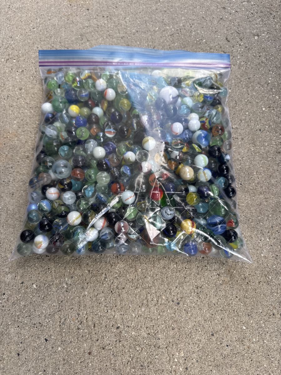 Assorted Glass Marbles - Large Bag of Colorful Vintage Toys for Games & Crafts