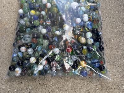 Assorted Glass Marbles - Large Bag of Colorful Vintage Toys for Games & Crafts