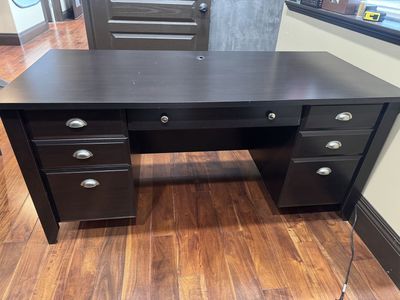 Black Wood Computer Desk with 3 Drawers, Home Office Furniture