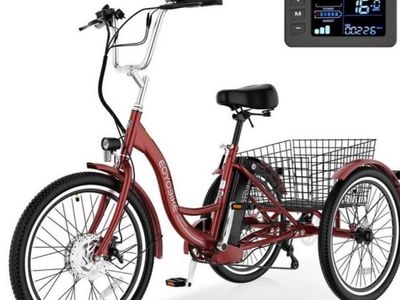 EOYOBIKE 350W Adult Electric Tricycle - Red, 15.5 MPH, 3 Riding Modes