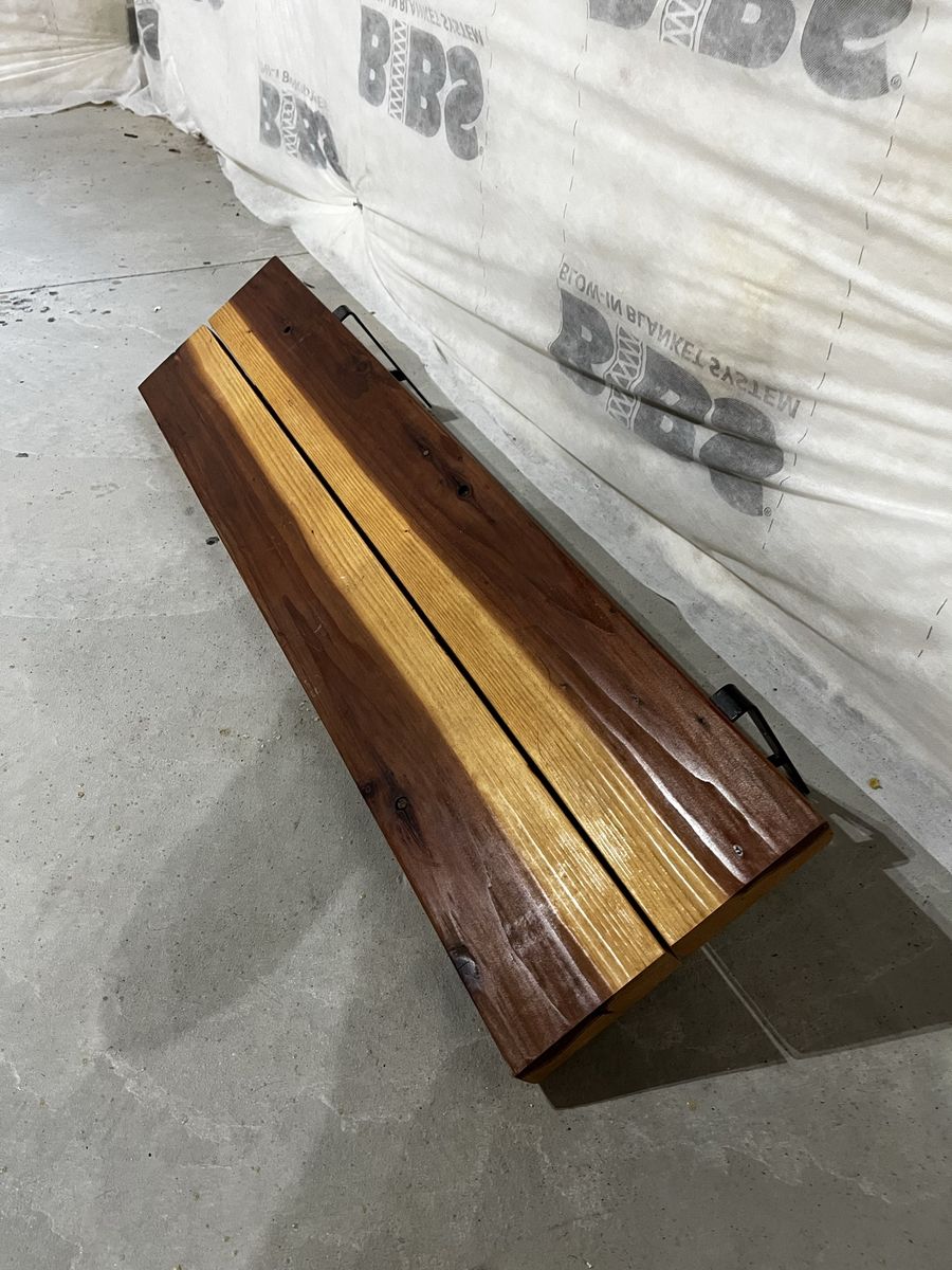 Rustic Wood Wall Shelf with Black Metal Brackets - Handmade Wooden Floating Shelf