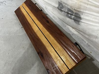 Rustic Wood Wall Shelf with Black Metal Brackets - Handmade Wooden Floating Shelf