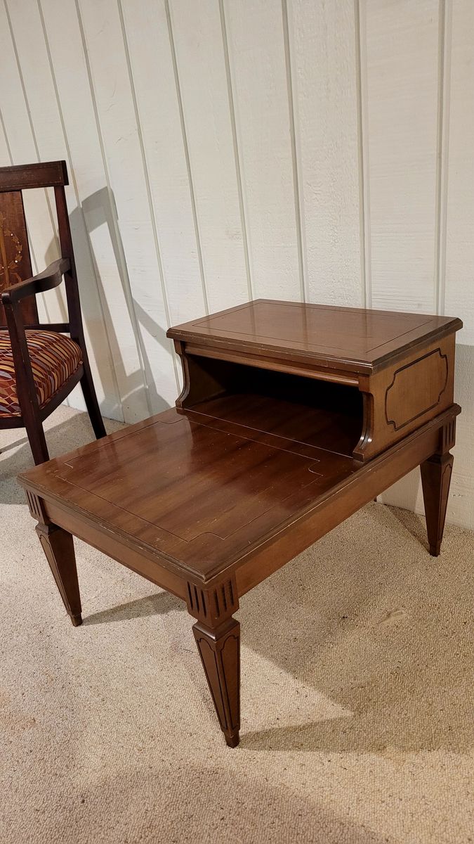Elegant Wooden End Table with Raised Shelf