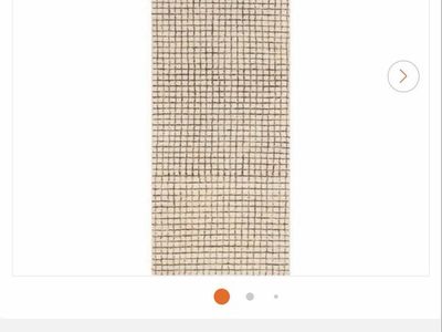 New. Melrose Checked Wool Cream 3 ft. x 14 ft. Indoor/Outdoor Patio Runner Rug