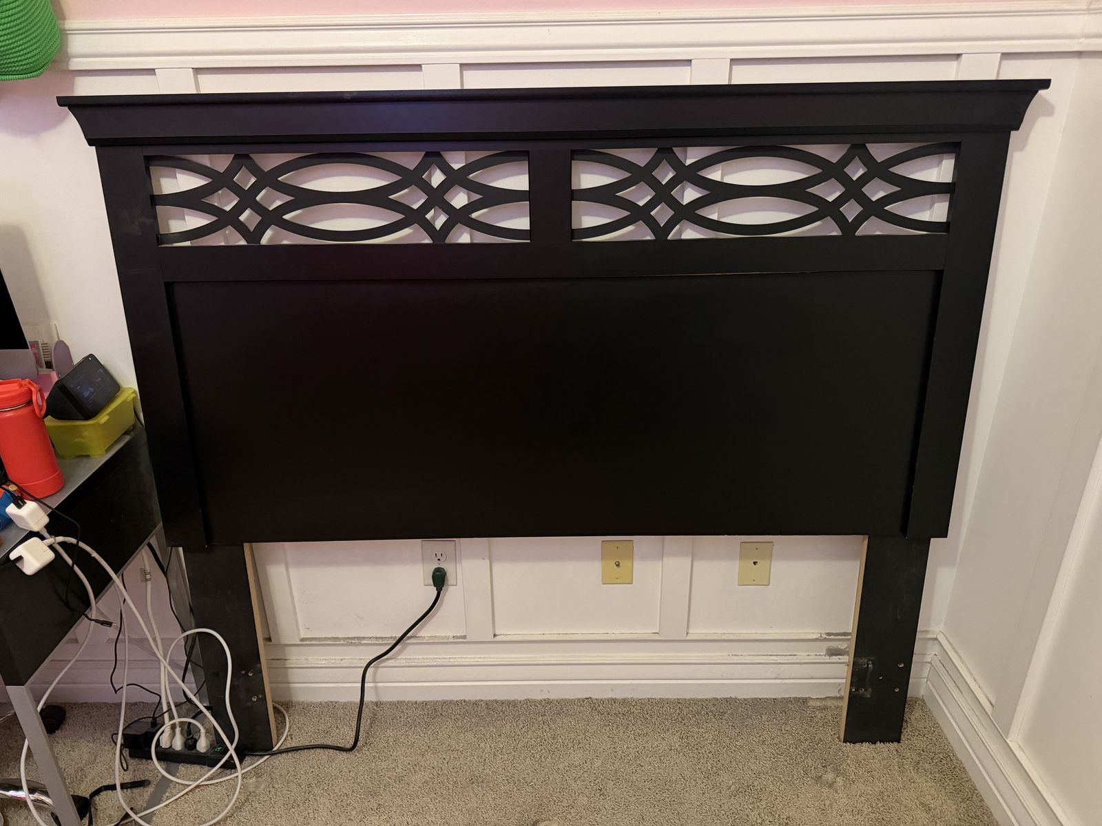 Black Wood Headboard for Full/Queen bed(also have a full bed frame if interested)