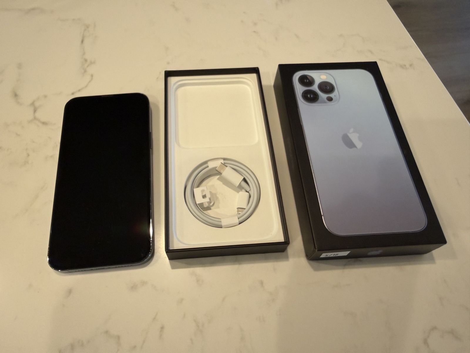 Apple iPhone 13 Pro Max - Blue, Unlocked, Excellent Condition with Cable