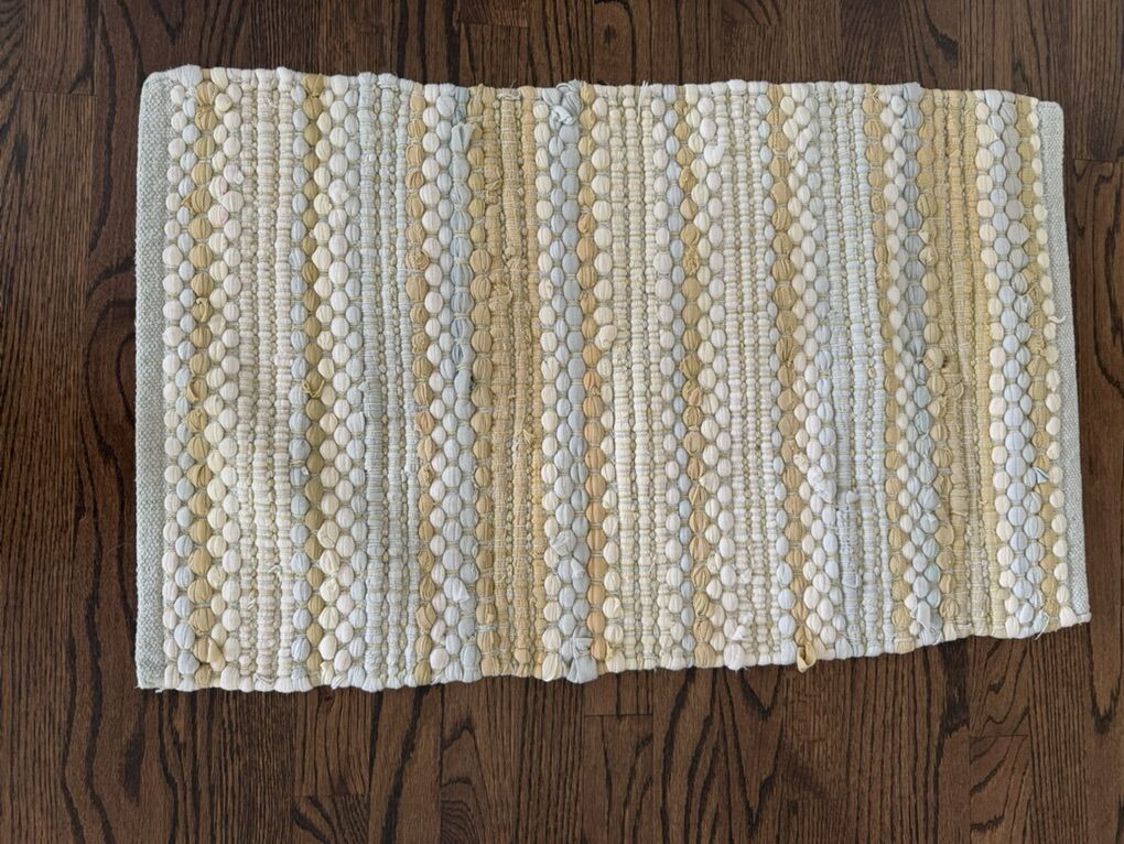 31 1/2 X 19 1/2 Hand Woven Striped Rag Rug