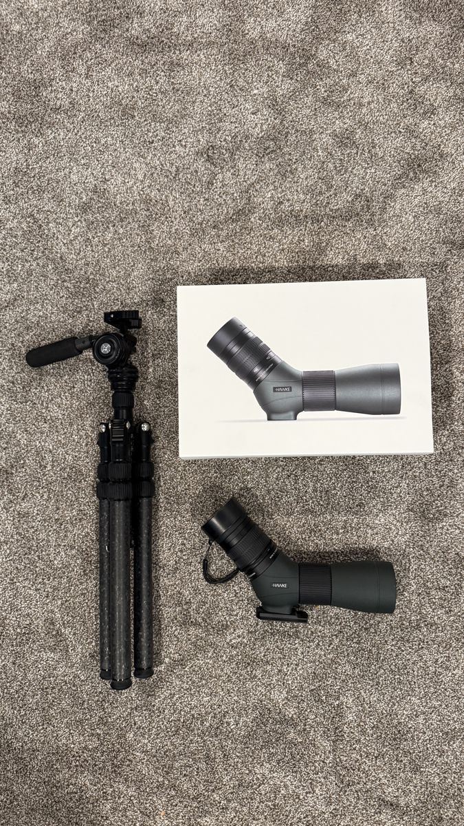 Hawke Frontier ED X 15-45x60 Spotting Scope with Tricer-BC Tripod, Tricer-DZ head, Optics for Hunting/Outdoors