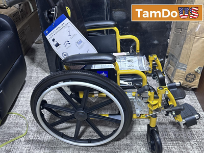 Medline Pediatric Wheelchair, Promoting Comfort and Mobility 14"W x 12"D, Yellow