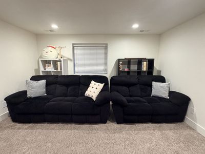 Black Reclining Sofa and Loveseat Set - Comfortable Microfiber Living Room Furniture