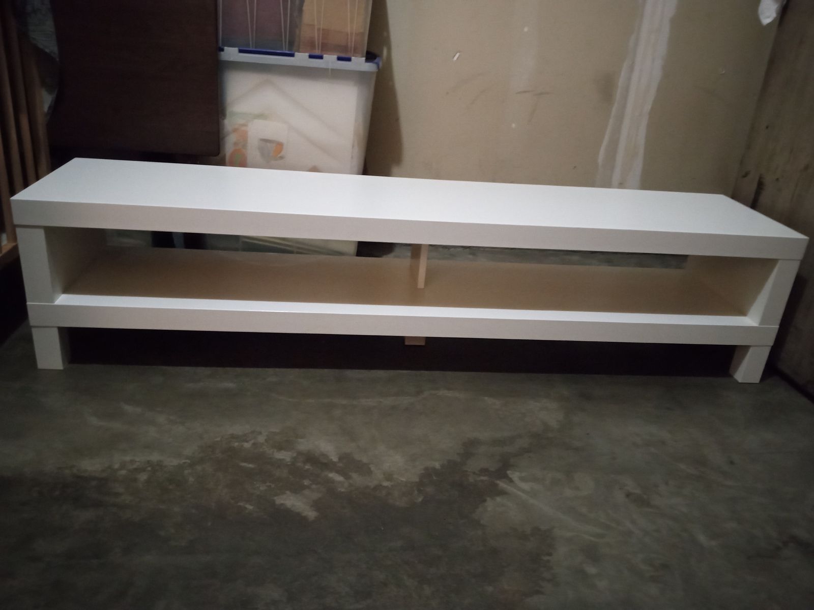 White bench, TV stand, shelf,or entertainment unit