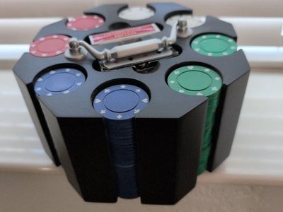 Poker Chip Set with Rotating Carousel Case - Includes Red, Blue, Green, White Chips & Playing Cards