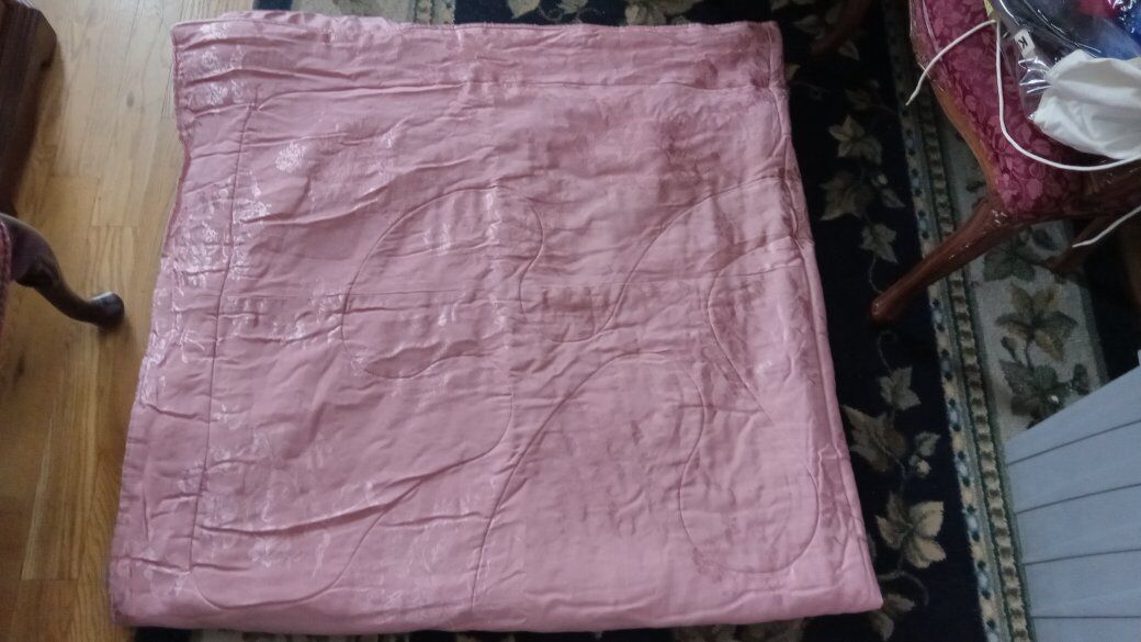 Full/Queen Comforter Gleaming Pink Flowers Thick Insulated Blanket +2 Pillow Cases