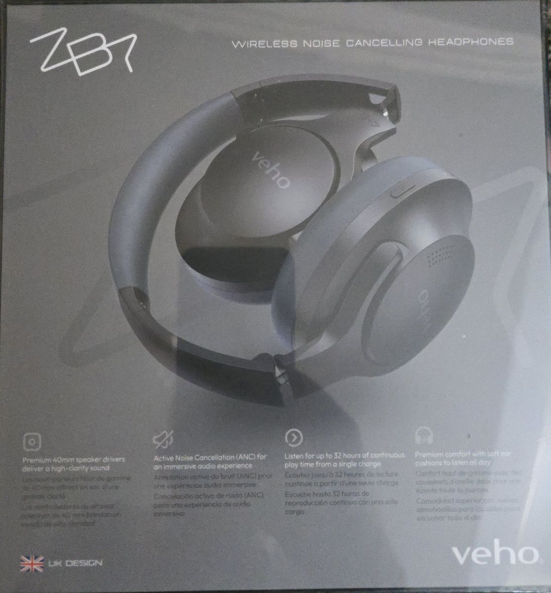 Veho ZB-7 Wireless Noise Cancelling Headphones - New, 32-Hour Playtime, 40mm Drivers