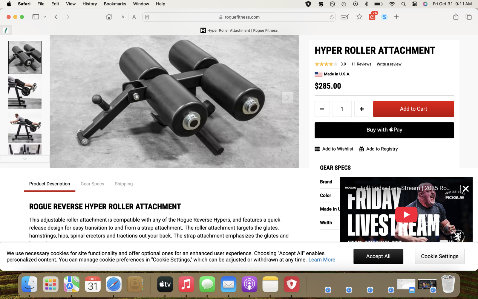 Rogue Reverse Hyper Roller attachment