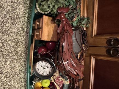 Box of home decor items
