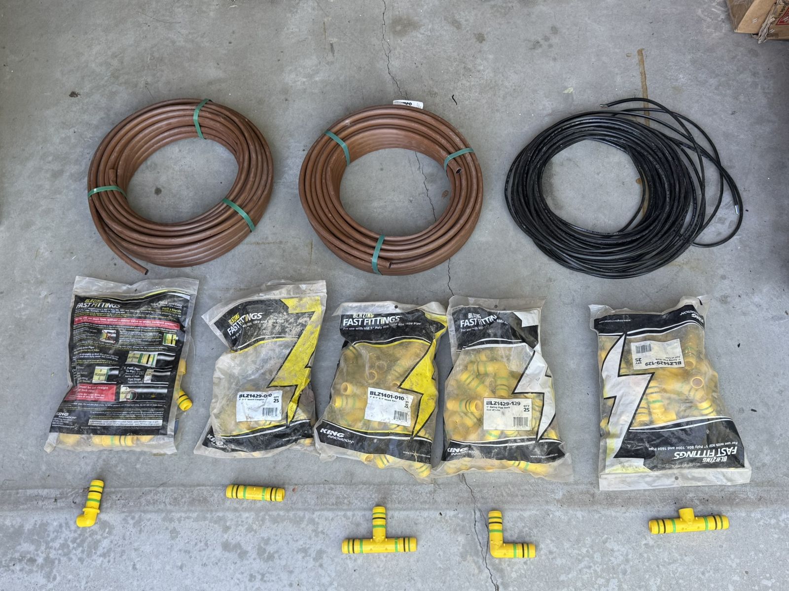 Drip Irrigation & Sprinkler Lot – King Fast Fittings, Drip Irrigation Tubing,  (New)