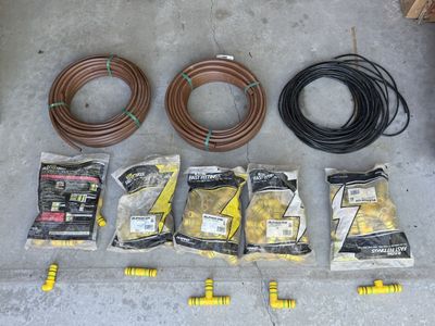 Drip Irrigation & Sprinkler Lot – King Fast Fittings, Drip Irrigation Tubing, (New)