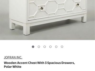 Jofran Inc. Wooden Accent Chest: Polar White, 3 Spacious Drawers