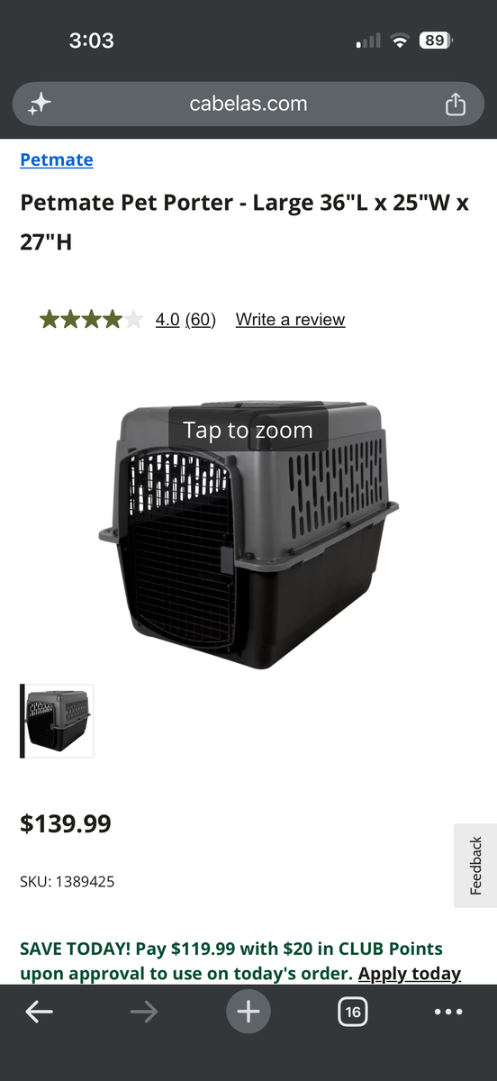 Never used dog kennel crate for large dogs