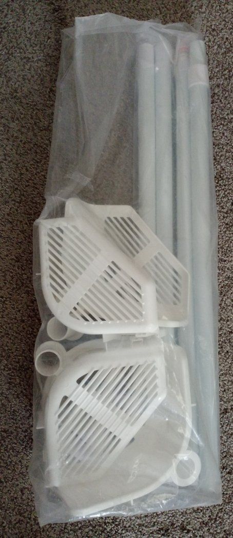 White Plastic Tension Pole Shower Caddy Corner Shelves Set