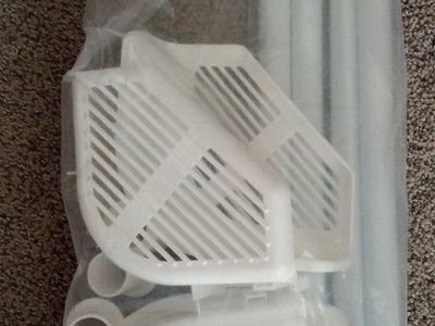 White Plastic Tension Pole Shower Caddy Corner Shelves Set