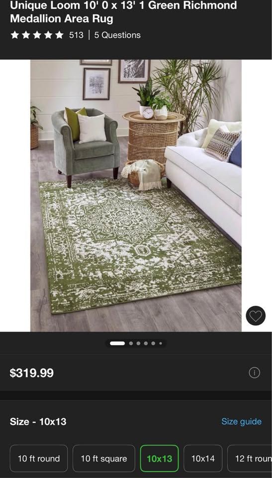 Unique Loom 10'0 × 13' 1 Green Richmond Medallion Area Rug