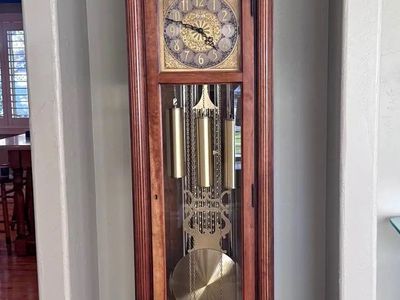 Classic Wooden Grandfather Clock with Chimes and Pendulum