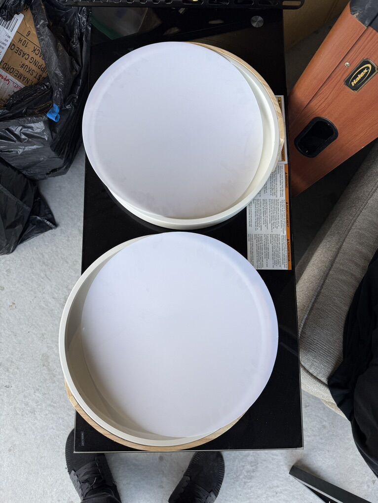 2 Modern round LED ceiling light w/ wood accent