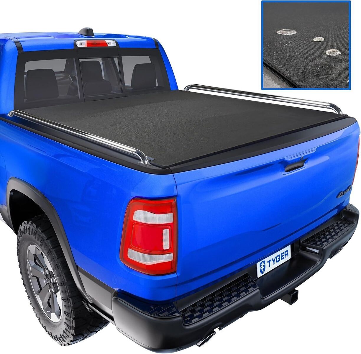 2019-2025 Ram 1500 6.4ft, Tyger Auto T2X Low Profile Soft Roll-up in Fabric, Tonneau Cover