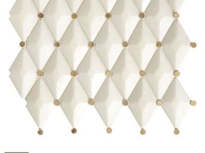Marazzi Castellina White & Brass Mixed Mosaic - Harlequin Backsplash and Wall Tile - 38 Square Feet
