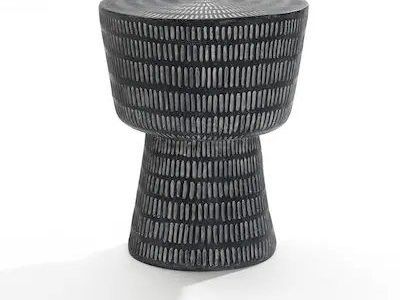 LuxenHome Outdoor Accent Side Table, 15'' Black Ro