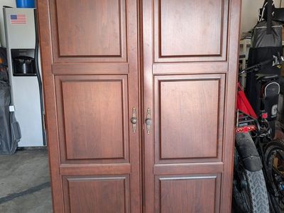 Wooden Armoire Entertainment Center & Computer Cabinet