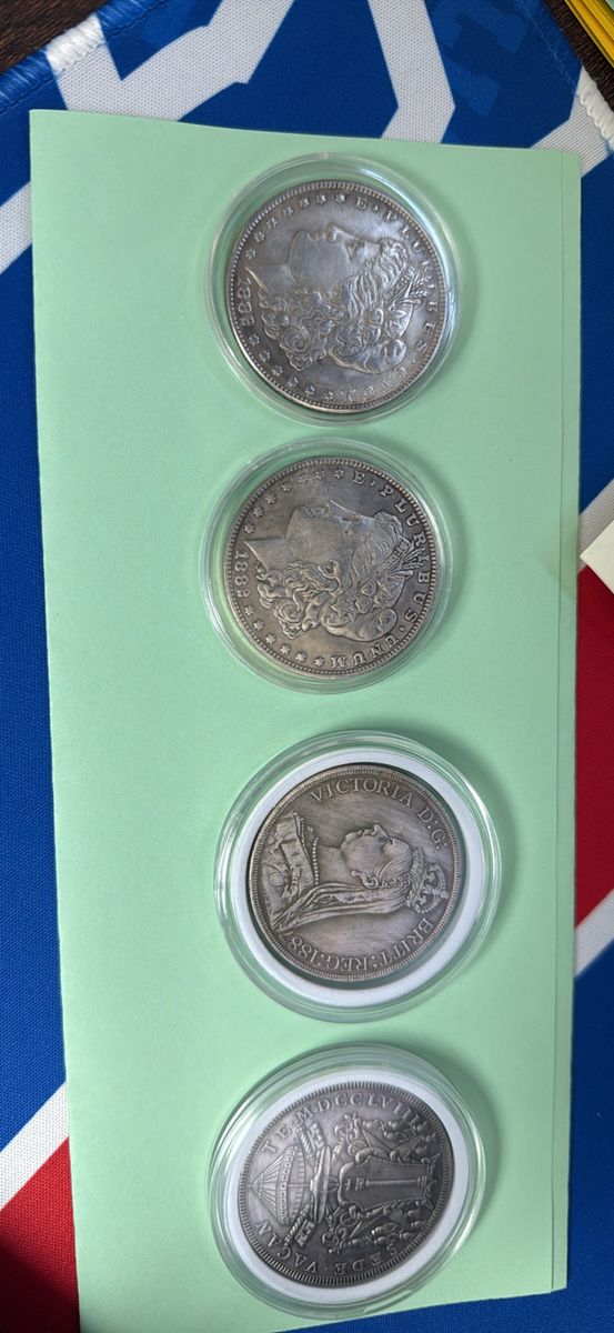 Vintage Silver Coin Lot - US Morgan Dollars (1882, 1882), 1887 Queen Victoria & Vatican Sede Vacante