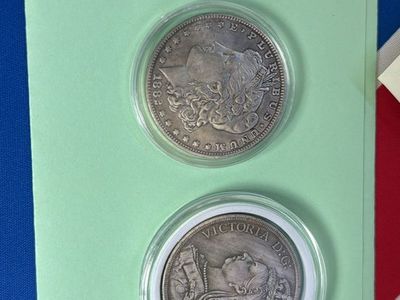 Vintage Silver Coin Lot - US Morgan Dollars (1882, 1882), 1887 Queen Victoria & Vatican Sede Vacante