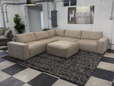 COSTCO PAIGE 6-PIECE FABRIC MODULAR SECTIONAL, BEIGE!!
