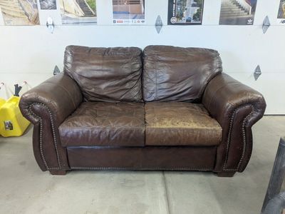 Love Seat Couch. Brown Leather