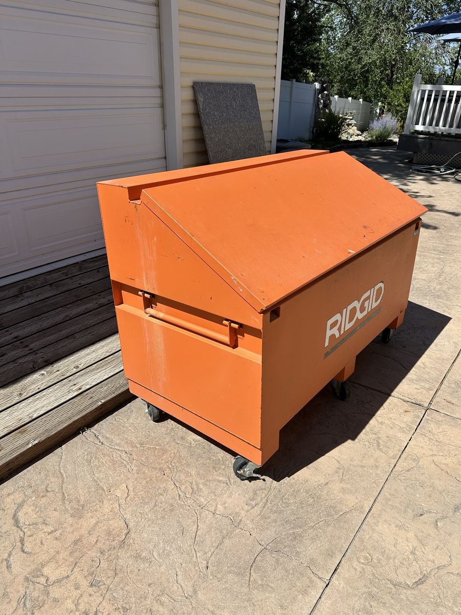 RIDGID Large HD Orange Rolling Job Site Box Storage Tool Chest on Casters