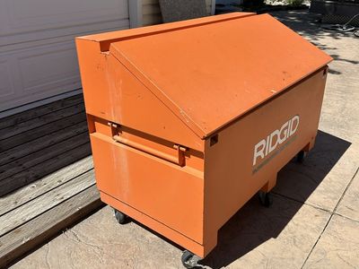 RIDGID Large HD Orange Rolling Job Site Box Storage Tool Chest on Casters
