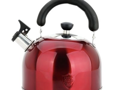 Red 4L/4.2 Qt Whistling Tea Kettle, Stainless Steel, Large Capacity for Coffee, Tea, Milk