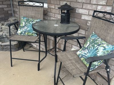 Bar Height 2 Person Bistro Table and Chairs with Umbrella