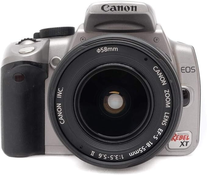 Canon EOS Rebel XT DSLR with 18-55 EF-S lens, 4 CompactFlash cards, and wireless trigger