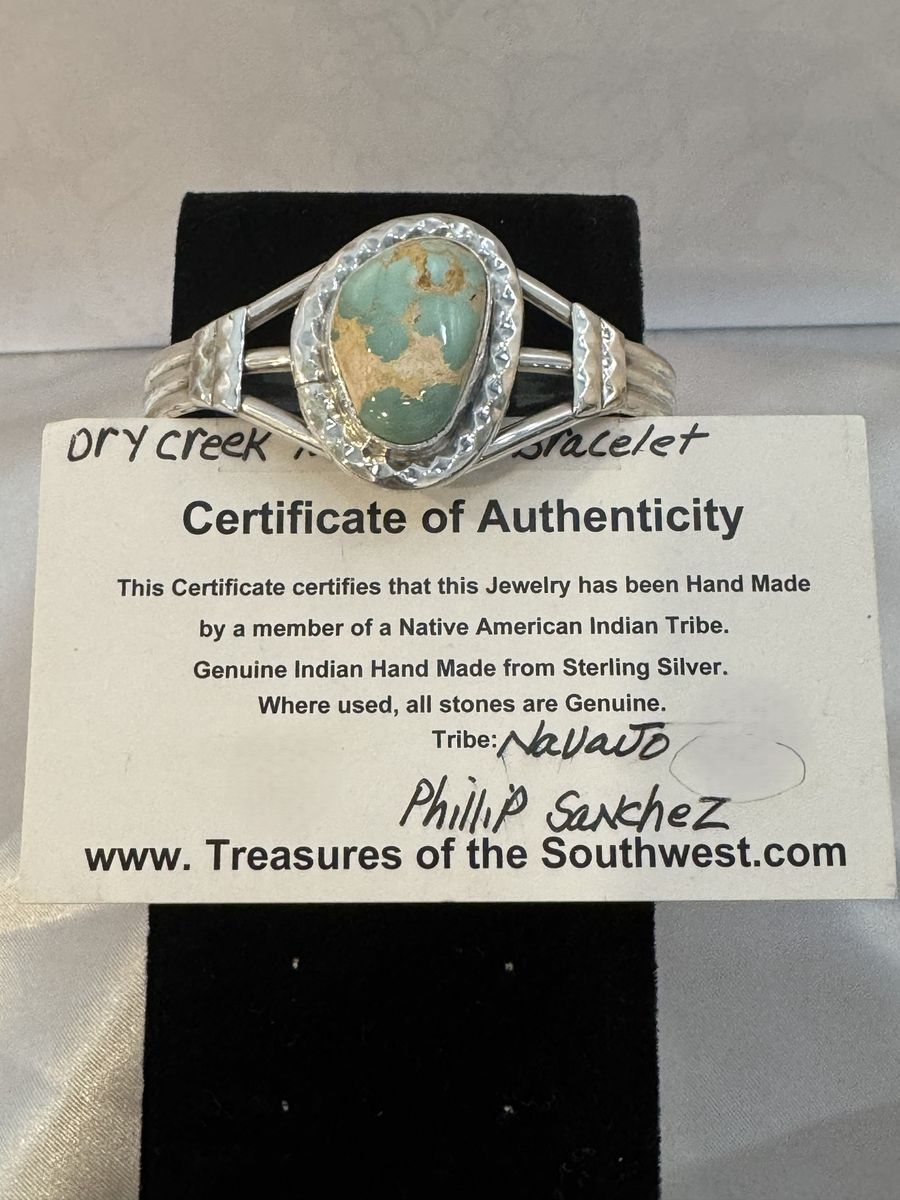 Rare Dry Creek Turquoise Cuff Bracelet - Sterling Silver